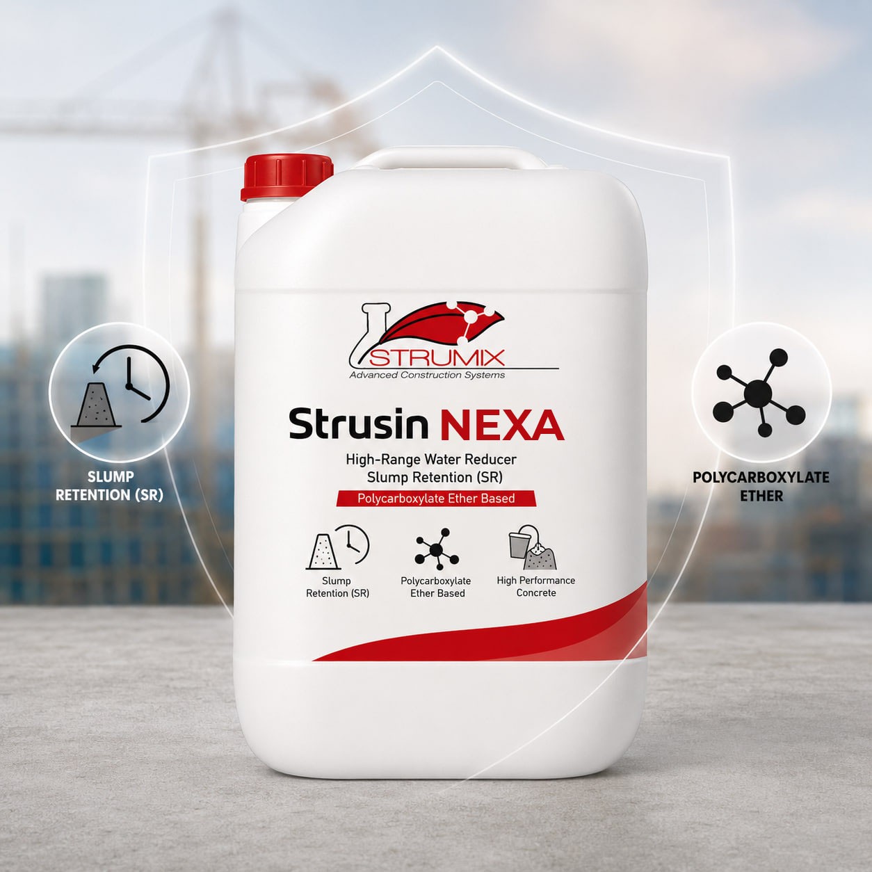 ابرروان کننده پلی کربوکسیلاتی حفظ کننده اسلامپ بتن با عملکرد بالا تصویر - STRUSIN Nexa-SR2 image