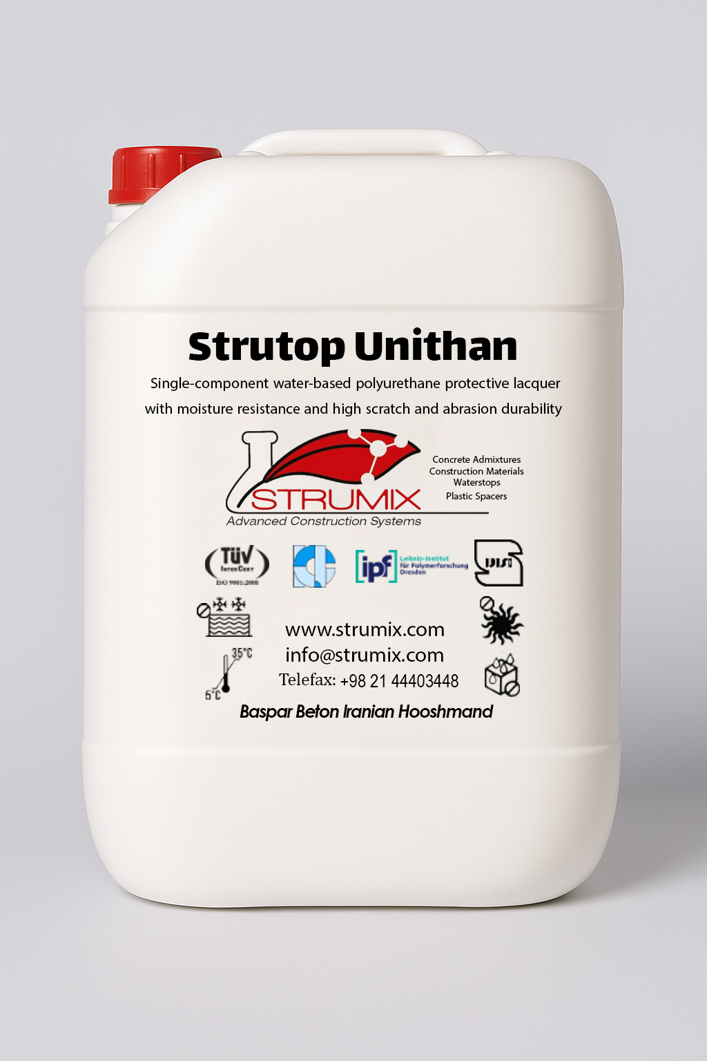 The Strutop Unithan product img - لاک محافظ رطوبت ی و مقاوم خش و سایش پلی یورتان تک جزئی بر پایه آب تصویر