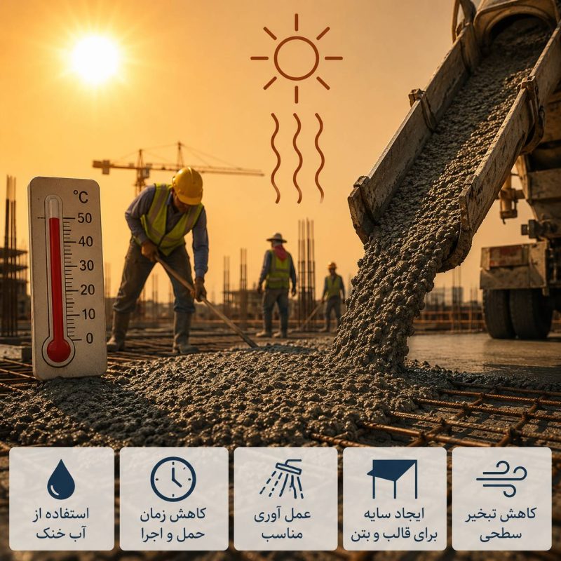 بتن‌ریزی در هوای گرم: چالش‌ها و راهکارها